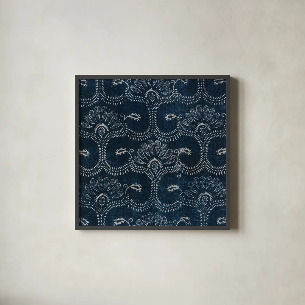 Textile Pattern I by Wild Apple Portfolio. Shown in a sleek black glass frame for a contemporary gallery look. Available as an archival giclee rolled canvas, fine art paper, or poster print. SKU 86354a.