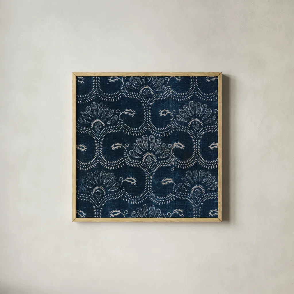 Textile Pattern I by Wild Apple Portfolio. Shown in a natural wood glass frame for a timeless modern aesthetic. Available as an archival giclee rolled canvas, fine art paper, or poster print. SKU 86354a.
