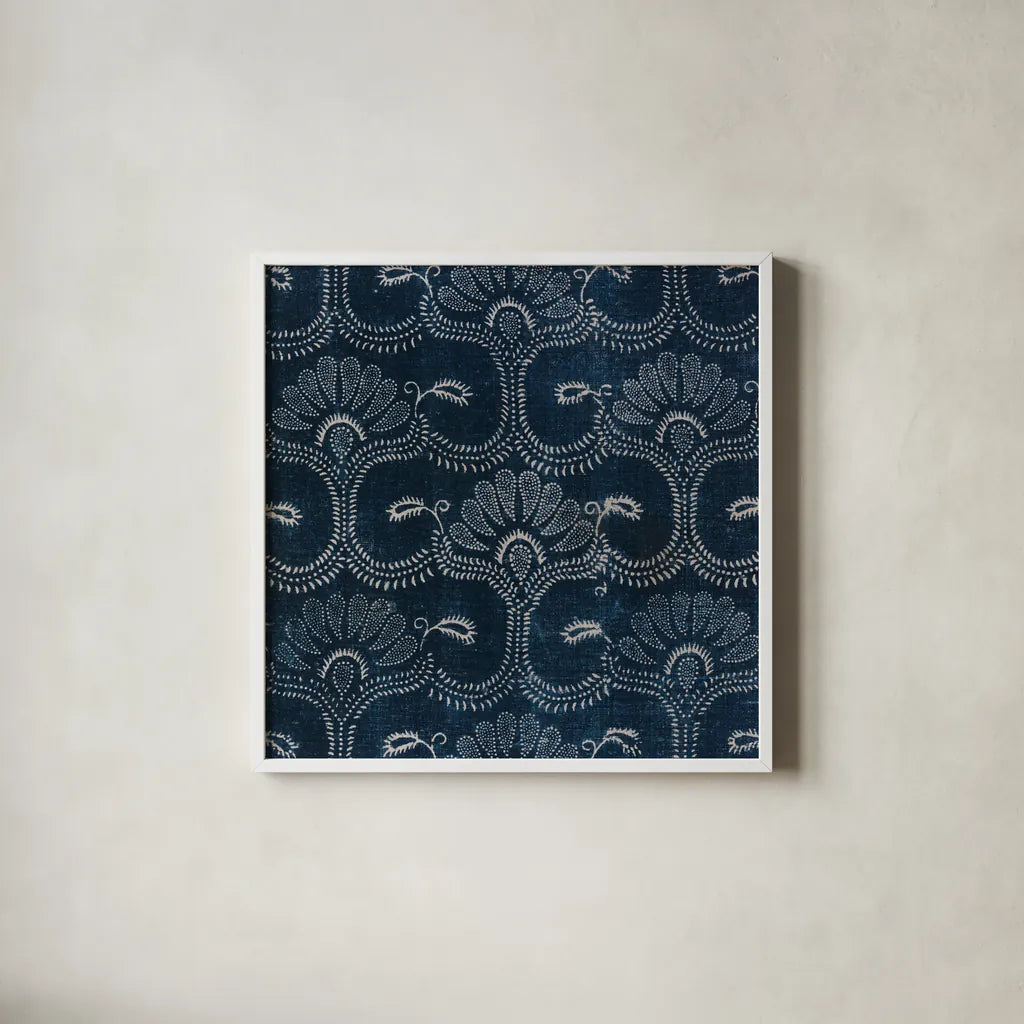 Textile Pattern I by Wild Apple Portfolio. Shown in a crisp white glass frame for a clean and minimalist style. Available as an archival giclee rolled canvas, fine art paper, or poster print. SKU 86354a.