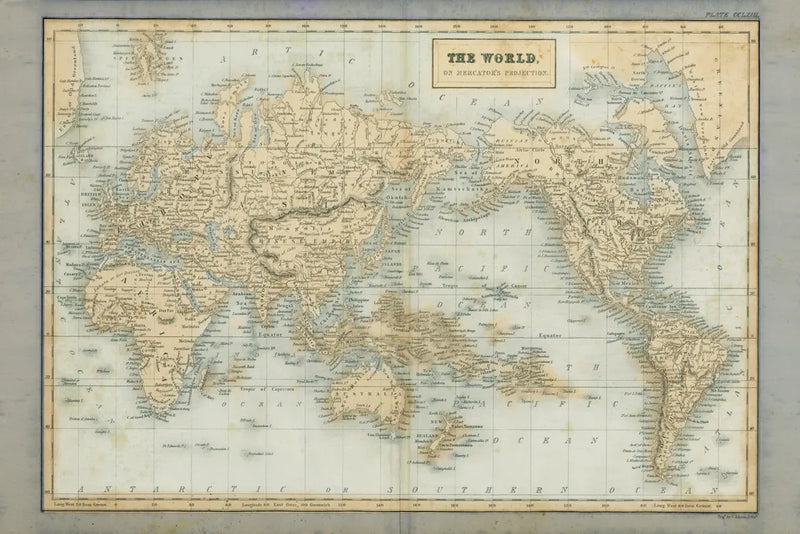 The World Map Neutral by Wild Apple Portfolio. SKU 51556i. Archival Giclee Fine art print for wall decor.
