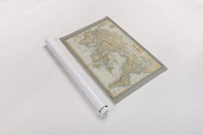 The World Map Neutral by Wild Apple Portfolio. shown as a rolled paper print. Available as archival giclee rolled canvas, fine art paper, or poster print. SKU 51556i.