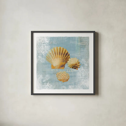 Tidal Treasures by Wild Apple Portfolio. Shown in a sleek black glass frame for a contemporary gallery look. Available as an archival giclee rolled canvas, fine art paper, or poster print. SKU 3354a.