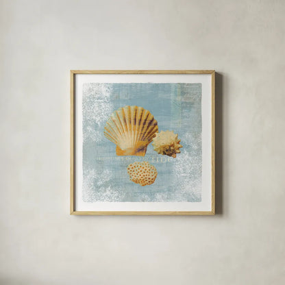 Tidal Treasures by Wild Apple Portfolio. Shown in a natural wood glass frame for a timeless modern aesthetic. Available as an archival giclee rolled canvas, fine art paper, or poster print. SKU 3354a.