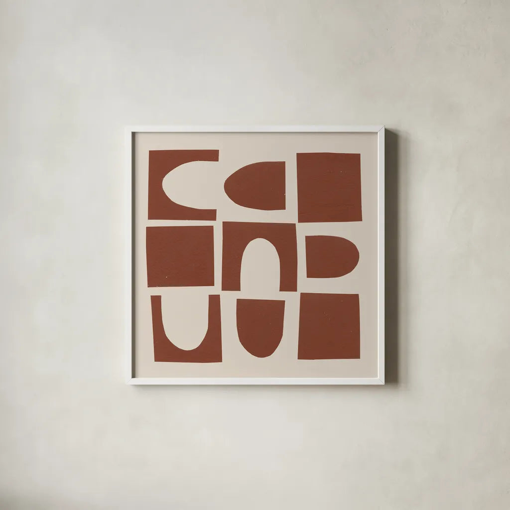 Topsy Turvy I by Wild Apple Portfolio. Shown in a crisp white glass frame for a clean and minimalist style. Available as an archival giclee rolled canvas, fine art paper, or poster print. SKU 80694a.