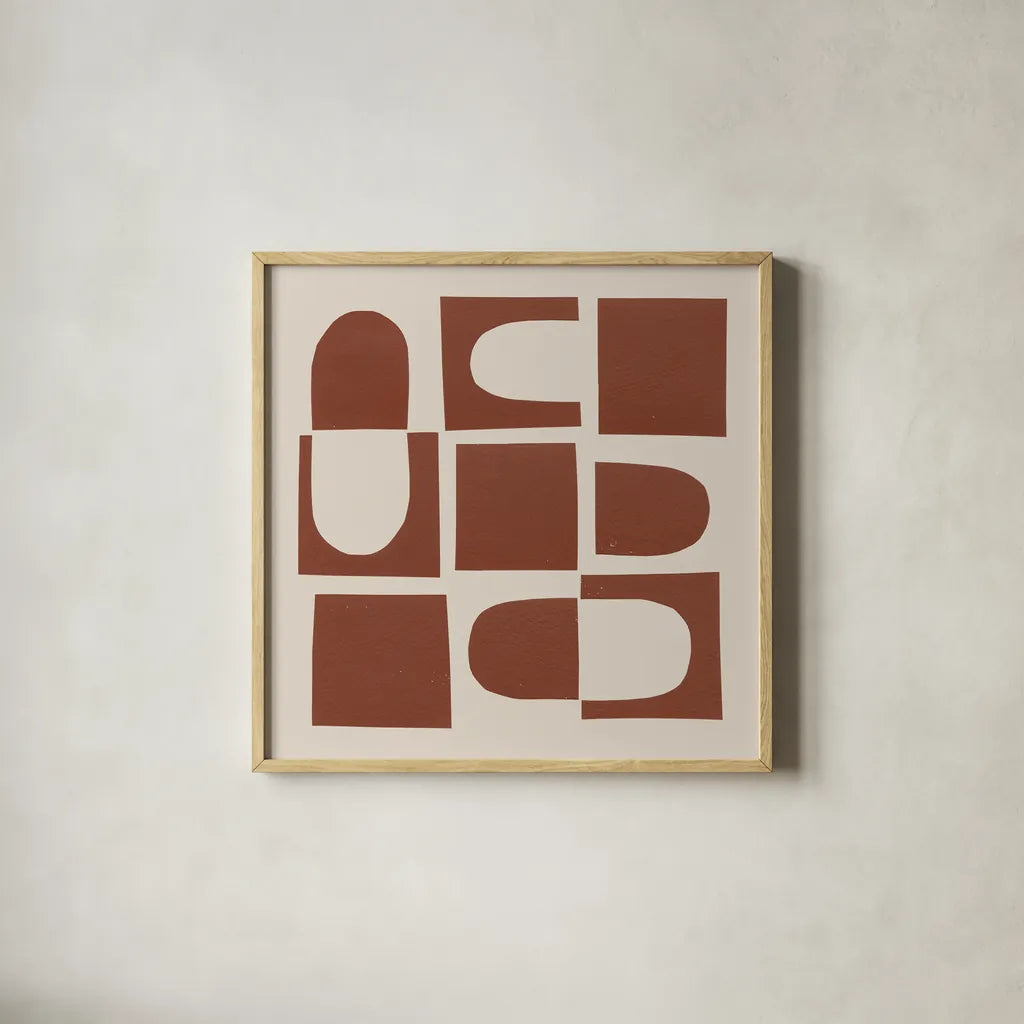 Topsy Turvy II by Wild Apple Portfolio. Shown in a natural wood glass frame for a timeless modern aesthetic. Available as an archival giclee rolled canvas, fine art paper, or poster print. SKU 80695a.