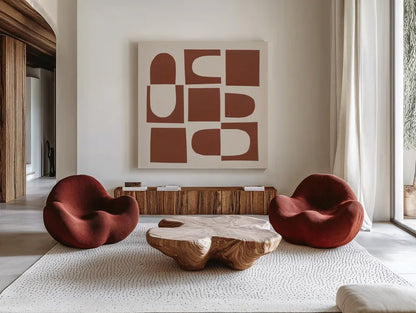 Topsy Turvy II by Wild Apple Portfolio. Shown as extra-large giant wall art in a modern living room. Available as an archival giclee rolled canvas, fine art paper, or poster print. SKU 80695a.
