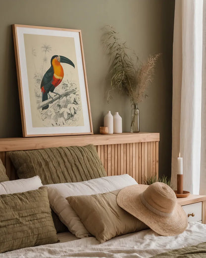 Toucan du Para by Wild Apple Portfolio. shown as a paper print in a natural frame. Available as a archival giclee rolled canvas, fine art paper, or poster print. SKU 52058h.