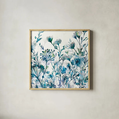 Transparent Garden Apple Green by Wild Apple Portfolio. Shown in a natural wood glass frame for a timeless modern aesthetic. Available as an archival giclee rolled canvas, fine art paper, or poster print. SKU 17234a.