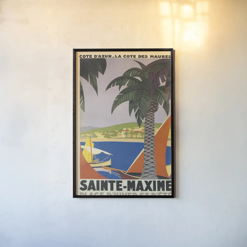 Travel Poster I by Wild Apple Portfolio. shown as a paper print in a black flame. Available as a archival giclee rolled canvas, fine art paper, or poster print. SKU 65647h.