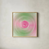 Twirling Garden I by Wild Apple Portfolio. Shown in a natural wood glass frame for a timeless modern aesthetic. Available as an archival giclee rolled canvas, fine art paper, or poster print. SKU 80712a.