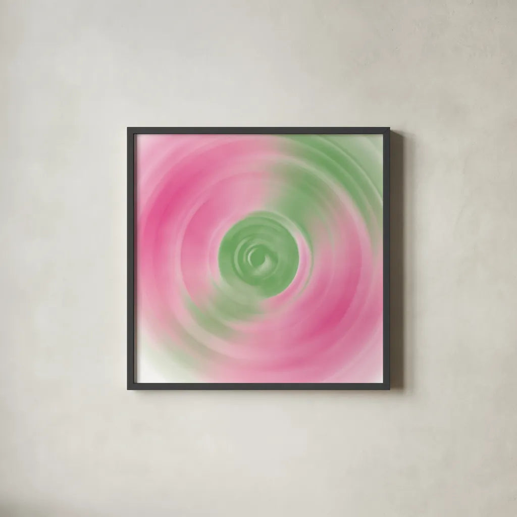 Twirling Garden II by Wild Apple Portfolio. Shown in a sleek black glass frame for a contemporary gallery look. Available as an archival giclee rolled canvas, fine art paper, or poster print. SKU 80713a.