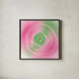 Twirling Garden II by Wild Apple Portfolio. Shown in a sleek black glass frame for a contemporary gallery look. Available as an archival giclee rolled canvas, fine art paper, or poster print. SKU 80713a.