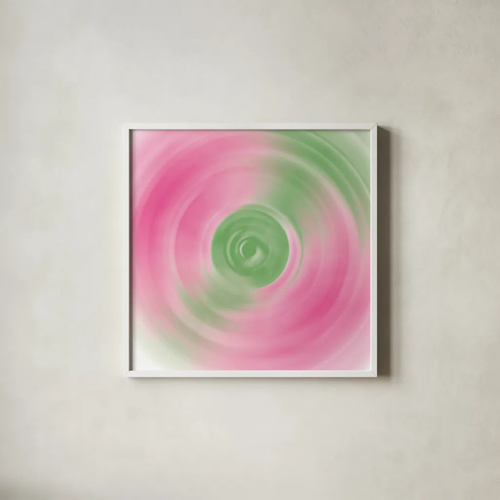 Twirling Garden II by Wild Apple Portfolio. Shown in a crisp white glass frame for a clean and minimalist style. Available as an archival giclee rolled canvas, fine art paper, or poster print. SKU 80713a.