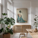 Tying Thread by Wild Apple Portfolio. shown as a print in a natural wood frame in a dining room. Available as a archival giclee rolled canvas, fine art paper, or poster print. SKU 104943h.