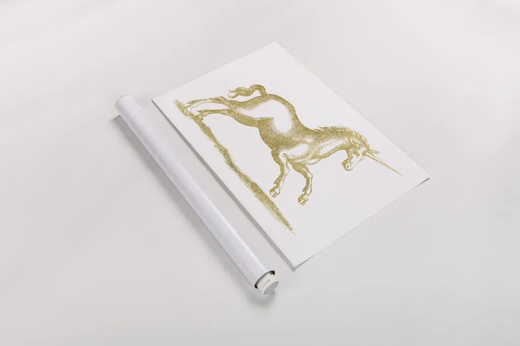 Unicorn Fantasy by Wild Apple Portfolio. shown as a rolled paper print. Available as archival giclee rolled canvas, fine art paper, or poster print. SKU 33800i.