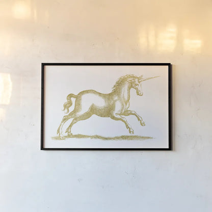 Unicorn Fantasy by Wild Apple Portfolio. shown as a paper print in a black flame. Available as a archival giclee rolled canvas, fine art paper, or poster print. SKU 33800i.