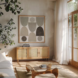 Ups and Downs Sq by Wild Apple Portfolio. Shown in a natural wood frame in a cozy modern living room. Available as an archival giclee rolled canvas, fine art paper, or poster print. SKU 73930a.