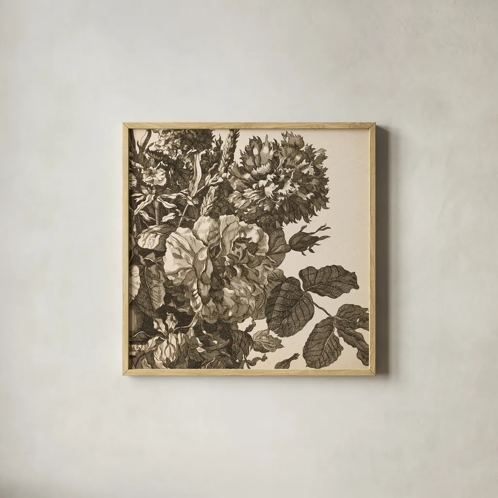 Urn Arrangement II by Wild Apple Portfolio. Shown in a natural wood glass frame for a timeless modern aesthetic. Available as an archival giclee rolled canvas, fine art paper, or poster print. SKU 95557a.