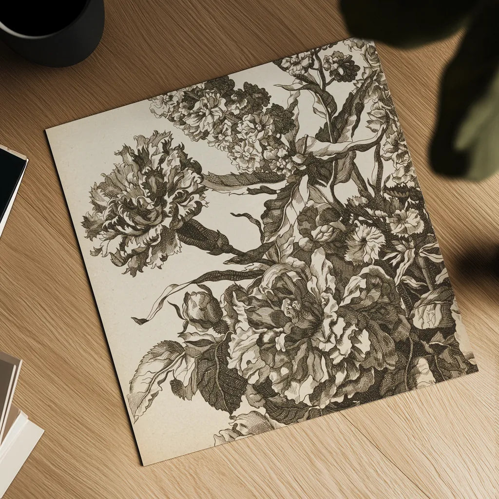 Urn Arrangement III by Wild Apple Portfolio. Shown as a detailed flat fine art print, highlighting archival giclee quality. Available as an archival giclee rolled canvas, fine art paper, or poster print. SKU 95558a.