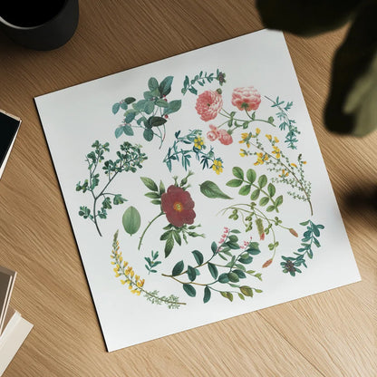 Victorian Garden Bright II by Wild Apple Portfolio. Shown as a detailed flat fine art print, highlighting archival giclee quality. Available as an archival giclee rolled canvas, fine art paper, or poster print. SKU 77662a.