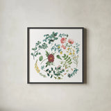 Victorian Garden Bright II by Wild Apple Portfolio. Shown in a sleek black glass frame for a contemporary gallery look. Available as an archival giclee rolled canvas, fine art paper, or poster print. SKU 77662a.