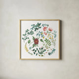Victorian Garden Bright II by Wild Apple Portfolio. Shown in a natural wood glass frame for a timeless modern aesthetic. Available as an archival giclee rolled canvas, fine art paper, or poster print. SKU 77662a.