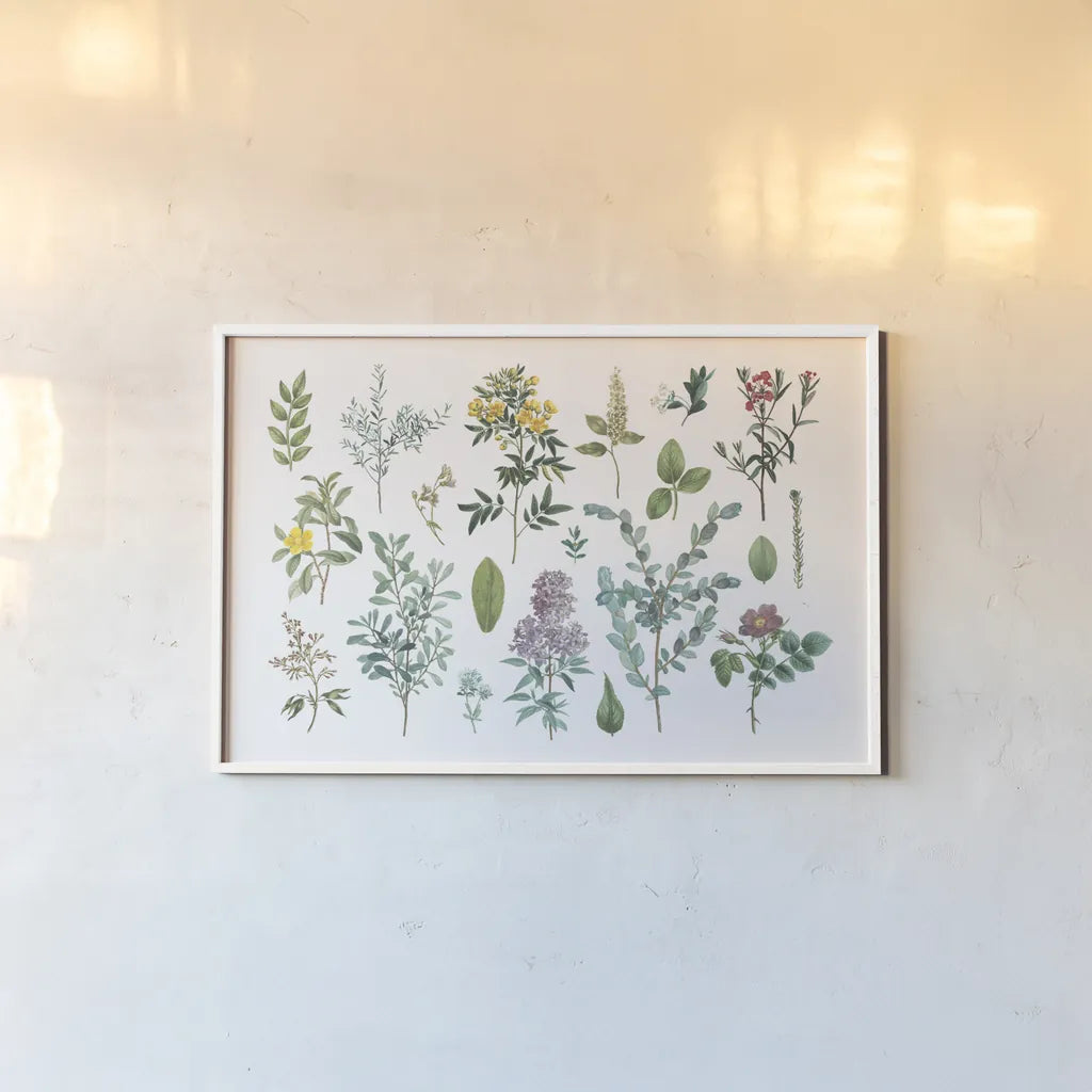 Victorian Garden Bright IV by Wild Apple Portfolio. shown as a paper print in a white frame. Available as a archival giclee rolled canvas, fine art paper, or poster print. SKU 77664i.