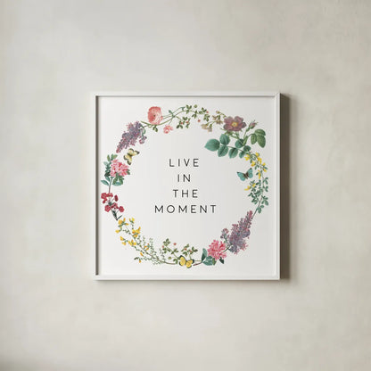 Victorian Garden Bright V by Wild Apple Portfolio. Shown in a crisp white glass frame for a clean and minimalist style. Available as an archival giclee rolled canvas, fine art paper, or poster print. SKU 77665a.