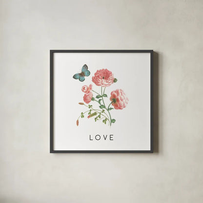 Victorian Garden Bright VII by Wild Apple Portfolio. Shown in a sleek black glass frame for a contemporary gallery look. Available as an archival giclee rolled canvas, fine art paper, or poster print. SKU 77667a.