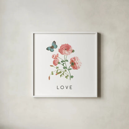 Victorian Garden Bright VII by Wild Apple Portfolio. Shown in a crisp white glass frame for a clean and minimalist style. Available as an archival giclee rolled canvas, fine art paper, or poster print. SKU 77667a.