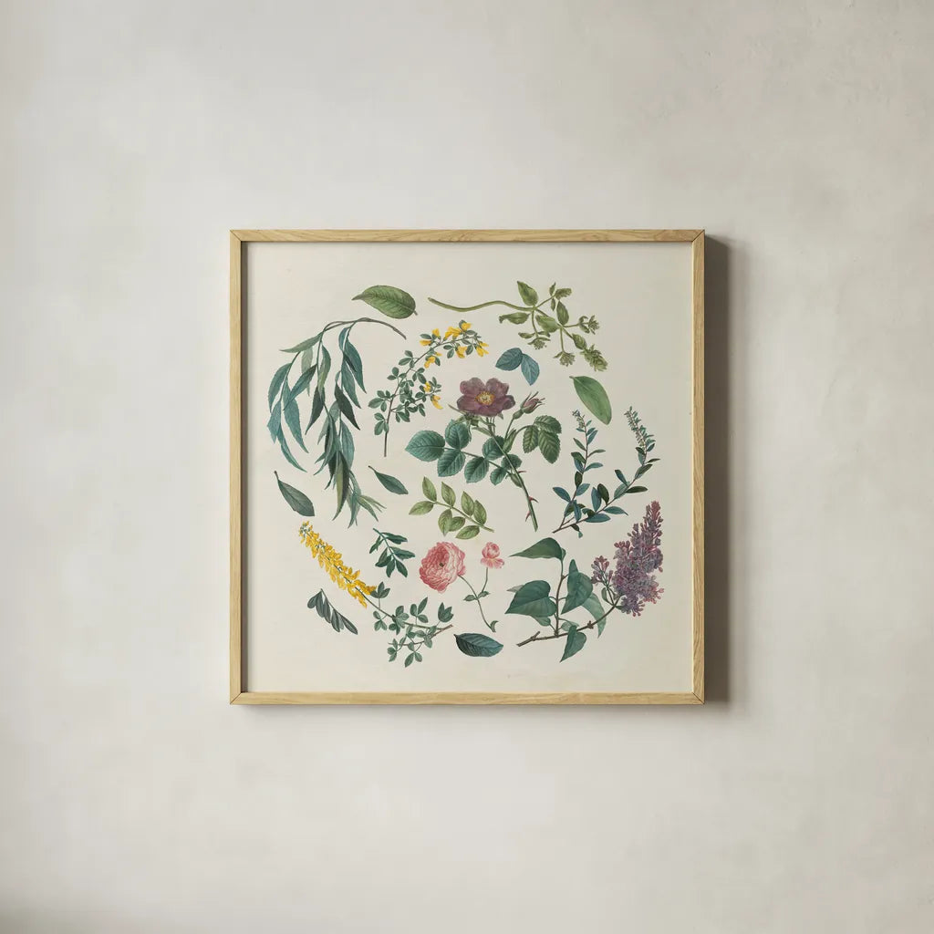 Victorian Garden I by Wild Apple Portfolio. Shown in a natural wood glass frame for a timeless modern aesthetic. Available as an archival giclee rolled canvas, fine art paper, or poster print. SKU 46805a.