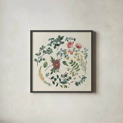 Victorian Garden II by Wild Apple Portfolio. Shown in a sleek black glass frame for a contemporary gallery look. Available as an archival giclee rolled canvas, fine art paper, or poster print. SKU 46806a.