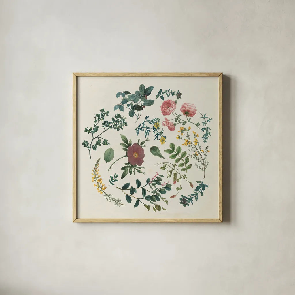 Victorian Garden II by Wild Apple Portfolio. Shown in a natural wood glass frame for a timeless modern aesthetic. Available as an archival giclee rolled canvas, fine art paper, or poster print. SKU 46806a.