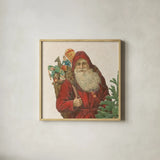 Victorian Santa I by Wild Apple Portfolio. Shown in a natural wood glass frame for a timeless modern aesthetic. Available as an archival giclee rolled canvas, fine art paper, or poster print. SKU 57211a.