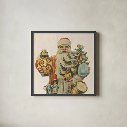 Victorian Santa II by Wild Apple Portfolio. Shown in a sleek black glass frame for a contemporary gallery look. Available as an archival giclee rolled canvas, fine art paper, or poster print. SKU 57212a.