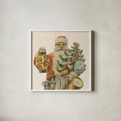 Victorian Santa II by Wild Apple Portfolio. Shown in a crisp white glass frame for a clean and minimalist style. Available as an archival giclee rolled canvas, fine art paper, or poster print. SKU 57212a.