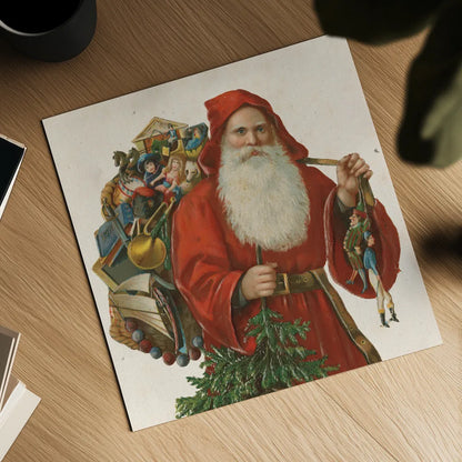 Victorian Santa III by Wild Apple Portfolio. Shown as a detailed flat fine art print, highlighting archival giclee quality. Available as an archival giclee rolled canvas, fine art paper, or poster print. SKU 57213a.