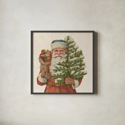 Victorian Santa IV by Wild Apple Portfolio. Shown in a sleek black glass frame for a contemporary gallery look. Available as an archival giclee rolled canvas, fine art paper, or poster print. SKU 57214a.