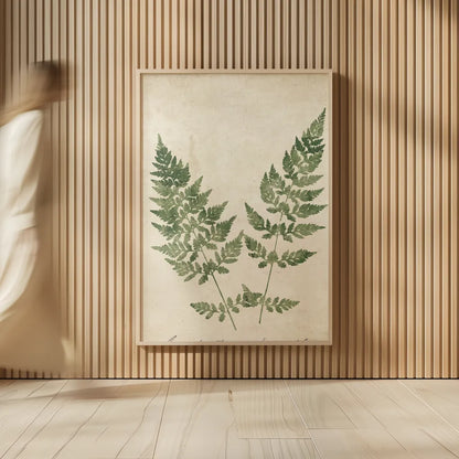 Vintage Ferns VII no Border Crop by Wild Apple Portfolio. shown as over sized large wall art. Available as an archival giclee rolled canvas, fine art paper, or poster print. SKU 16522h.