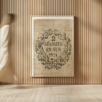 Vintage Letter Crest II Antique Border v3 by Wild Apple Portfolio. shown as over sized large wall art. Available as an archival giclee rolled canvas, fine art paper, or poster print. SKU 47830h.