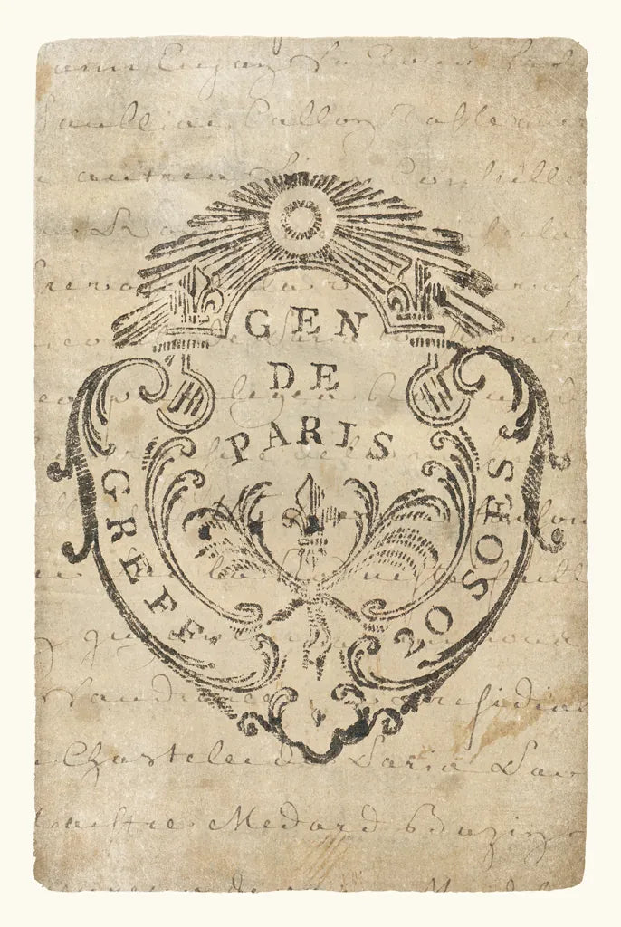 Vintage Letter Crest IIA Antique Border v3 by Wild Apple Portfolio. SKU 47831h. Archival Giclee Fine art print for wall decor.