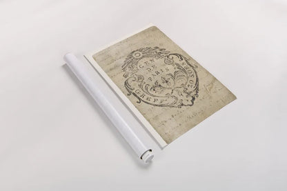 Vintage Letter Crest IIA Antique Border v3 by Wild Apple Portfolio. shown as a rolled paper print. Available as archival giclee rolled canvas, fine art paper, or poster print. SKU 47831h.