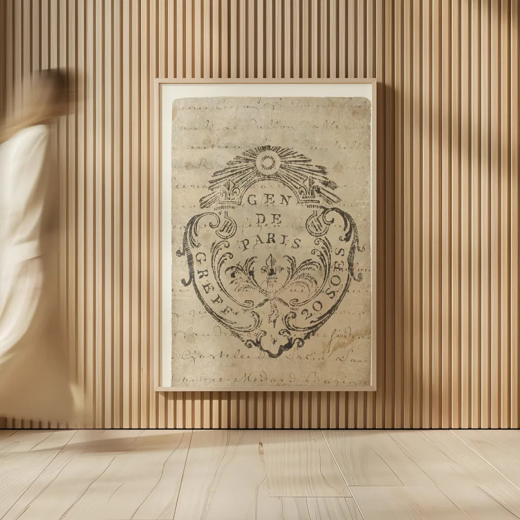 Vintage Letter Crest IIA Antique Border v3 by Wild Apple Portfolio. shown as over sized large wall art. Available as an archival giclee rolled canvas, fine art paper, or poster print. SKU 47831h.