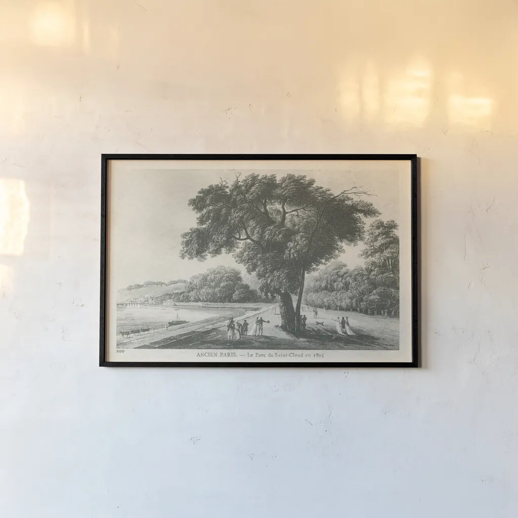 Vintage Paris Postcard II by Wild Apple Portfolio. shown as a paper print in a black flame. Available as a archival giclee rolled canvas, fine art paper, or poster print. SKU 78853i.