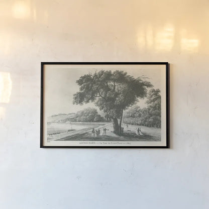 Vintage Paris Postcard II by Wild Apple Portfolio. shown as a paper print in a black flame. Available as a archival giclee rolled canvas, fine art paper, or poster print. SKU 78853i.