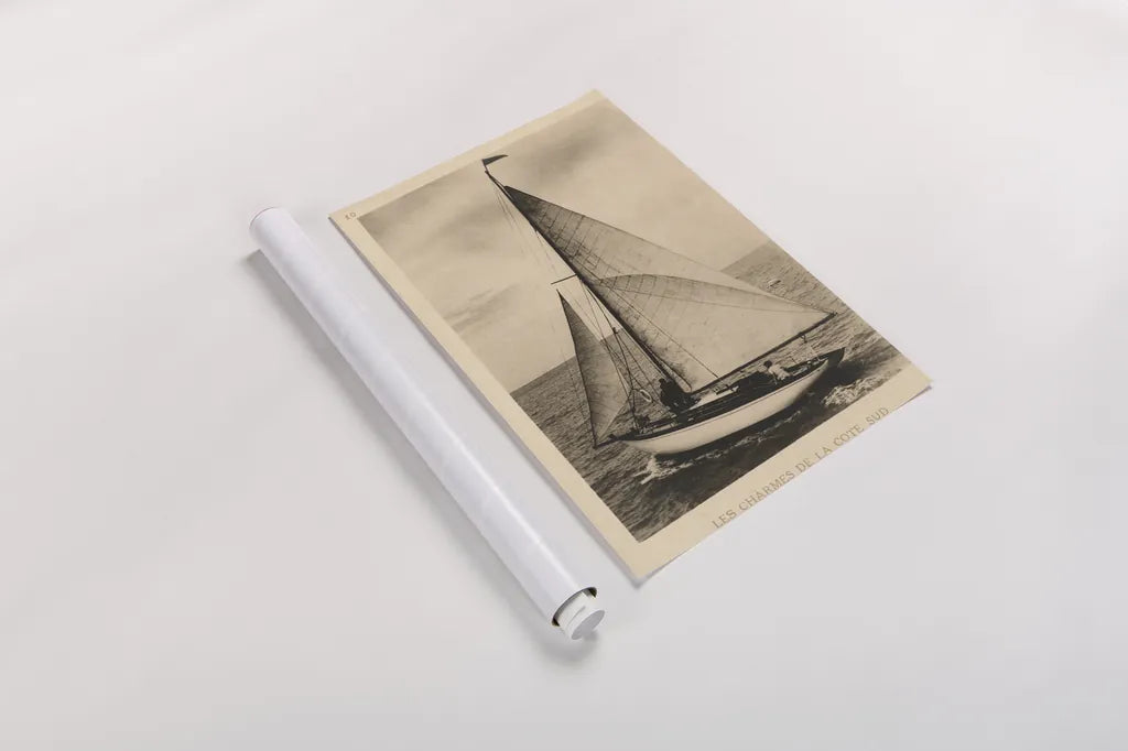 Vintage Sailing II No Stamp by Wild Apple Portfolio. shown as a rolled paper print. Available as archival giclee rolled canvas, fine art paper, or poster print. SKU 86055h.