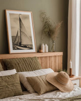 Vintage Sailing II No Stamp by Wild Apple Portfolio. shown as a paper print in a natural frame. Available as a archival giclee rolled canvas, fine art paper, or poster print. SKU 86055h.