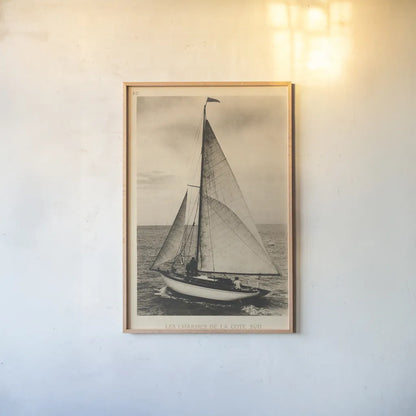 Vintage Sailing II No Stamp by Wild Apple Portfolio. shown as a paper print in a natural frame. Available as a archival giclee rolled canvas, fine art paper, or poster print. SKU 86055h.