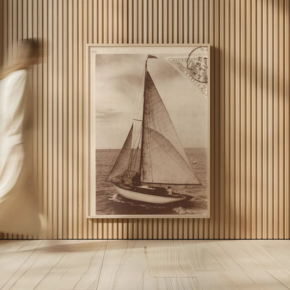 Vintage Sailing II Sepia by Wild Apple Portfolio. shown as over sized large wall art. Available as an archival giclee rolled canvas, fine art paper, or poster print. SKU 47262h.