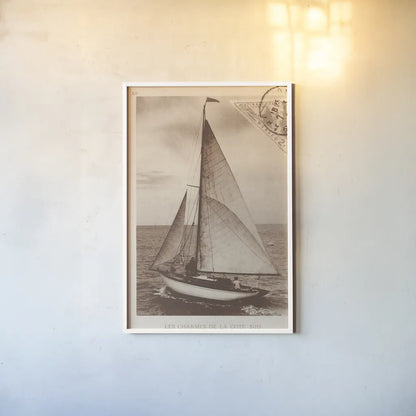 Vintage Sailing II Sepia by Wild Apple Portfolio. shown as a paper print in a white frame. Available as a archival giclee rolled canvas, fine art paper, or poster print. SKU 47262h.